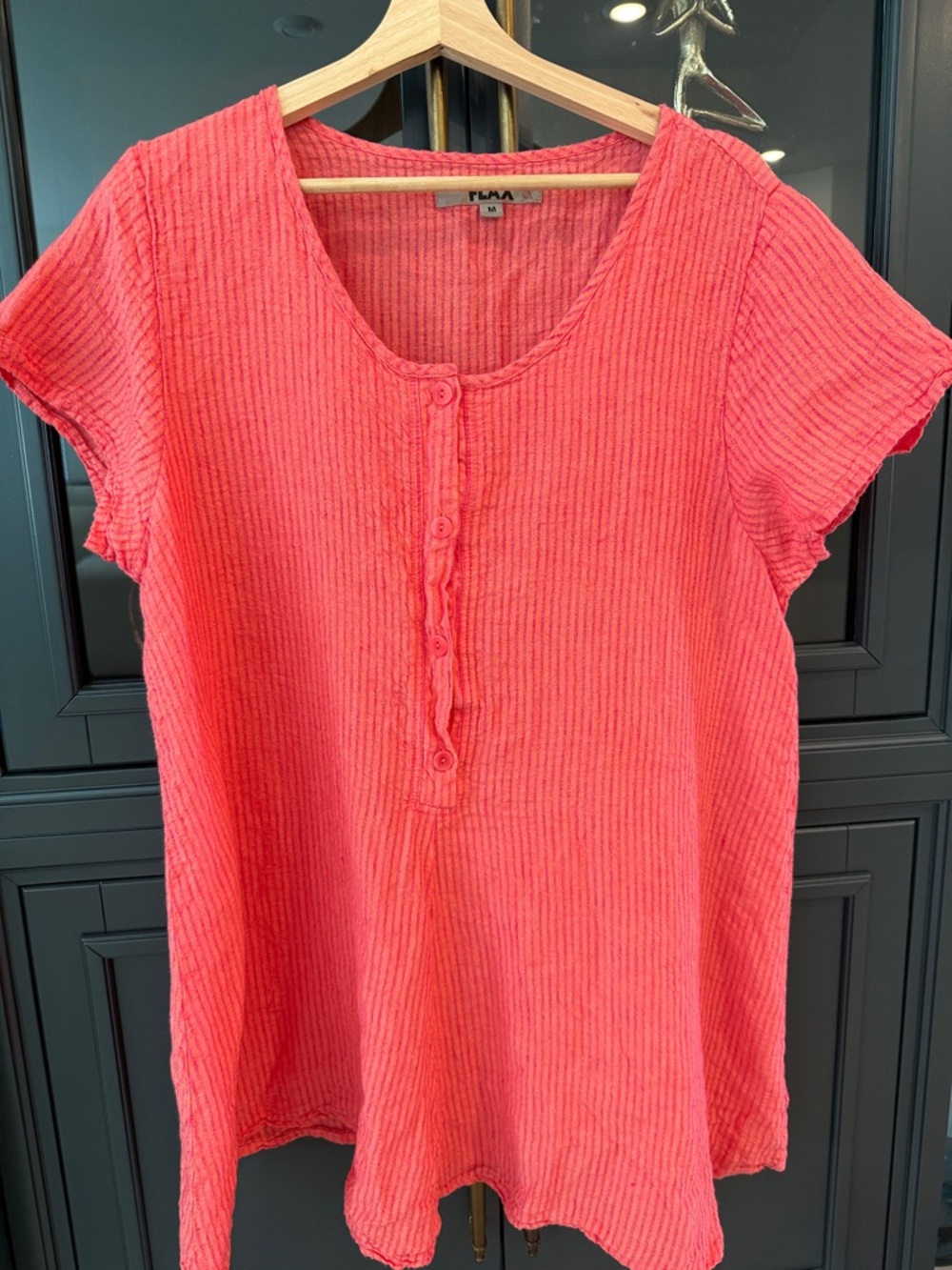 Flax Coral Button Henley Tunic/Dress
